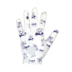 Guante de Golf de Cuero Genuino Blanco de Alta Calidad con Estampado Tropical Azul, para Mano Derecha, Antideslizante, Unisex, para Uso en Exteriores - Product Image 3