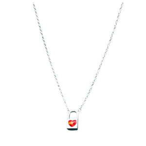 Cadeau de Noël Serrure à quartz rouge Gemstone 925 Pendentif en argent massif avec chaîne de 18 "Collier tendance en argent de style moderne demoiselle d'honneur - Product Image 1