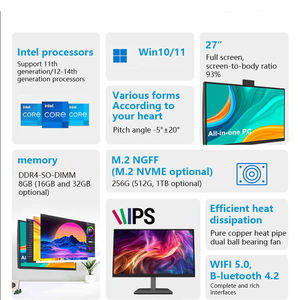 27 "कोर i7 ऑल-इन-वन पीसी 16 जीबी रैम 512 ऑल-इन-वन डेस्कटॉप कंप्यूटर डीवीडी माउस कीबोर्ड और दोहरी वाई-फाई के साथ ऑल-इन-वन कंप्यूटर - Product Image 4