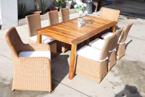 Ensemble de salle à manger en polyrotin d'extérieur PRCF-013, meubles de jardin et de terrasse avec table et chaises - Product Image 6