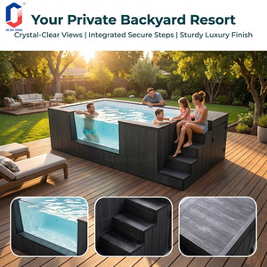 Container Fiberglass Above Ground Rectangle Pool for Garden & Hotel Use Adult & Kids Pump & LED <b>Light</b> UV Resistant Swimming pool - Product Image 2