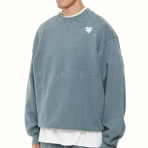 Sweat-shirt d'hiver pour homme à col rond, couleur unie, effet délavé, sur mesure, haute qualité, prix de gros - Product Image 3