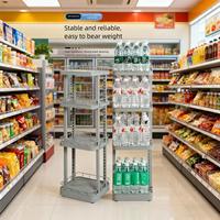 Bac à boissons métallique roulant avec roues pour eau en bouteille, supermarché, épicerie, présentoirs de vente au détail pour la promotion