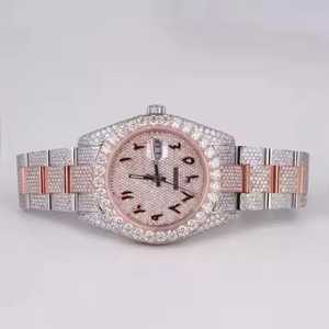 นาฬิกาเพชรโมอิสสีทองหรูหราระดับไฮเอนด์สำหรับผู้ชายและผู้หญิงพร้อมกลไกการเคลื่อนไหวสายสแตนเลส - Product Image 4