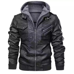 Otoño Casual motocicleta Pu chaquetas de cuero para hombres High Street Style Warm Biker prendas de vestir exteriores piel de oveja cuero a estrenar - Product Image 2