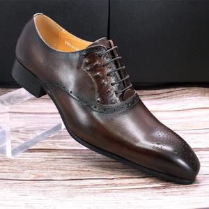Chaussures Oxford classiques en cuir pour hommes, chaussures habillées formelles lisses et polies, semelle antidérapante pour le bureau, les réunions d'affaires, les mariages - Product Image 2