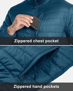 Chaqueta acolchada informal 2025 para hombre, abrigo de invierno ligero y empacable con cremallera, impermeable, transpirable, de algodón, Parte delantera sólida para ropa exterior - Product Image 2