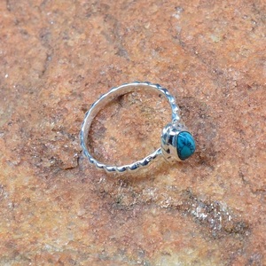 Anillo de piedras preciosas hecho a mano de Plata de Ley 925 azul turquesa joyería elegante para mujer - Product Image 2