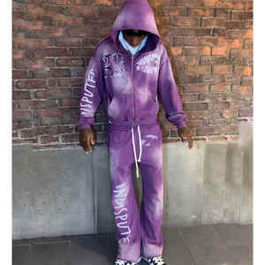 Survêtement vintage personnalisé imprimé style urbain, délavé à l'acide, respirant, coupe régulière, avec appliques et cordon de serrage - Product Image 5