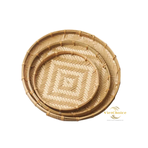 Meilleur Choix Panier de Rangement Circulaire en Bambou Fait Main Écologique VIETCHOICE de Haute Qualité avec Poignée pour Fruits, Pain et Fleurs - Product Image 5