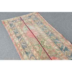 Alfombra Vintage de 2.6x12.8 pies, Alfombra Turca, Alfombra Roja Sólida - Product Image 5