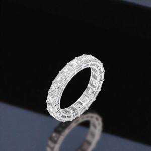 4.00 Carat Eternity Band <b>Ring</b> Asscher Cut Moissanite Diamond in Silver VVS-VS Clarity <b>for</b> Her - Product Image 2