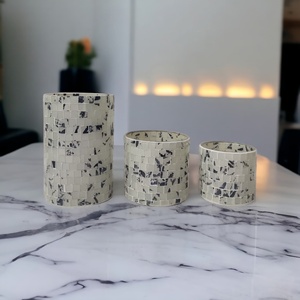 Vasos de cristal para velas blancas y azules personalizados de alta calidad para el hogar y el jardín, linternas y tarros con mosaicos cuadrados hechos a mano - Product Image 2