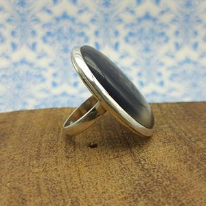 Anillo de estilo bohemio de plata 925 sólida de ágata azul, banda gruesa de moda, diseño grueso para bodas, fiestas, artesano hecho a mano Natural - Product Image 3