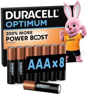 Duracell Optimum AAA Micro Alkaline Batteries 1.5V LR03 MX2400 Pack of 8 - Product Image 1