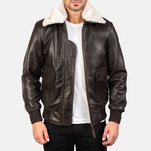 Blouson en cuir avec doublure en fourrure pour homme Blouson en cuir de mouton personnalisé pour homme Blouson d'hiver en cuir - Product Image 1