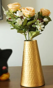 Modern Luxury Metal Gold Flower Vase Vintage Antique Home Decorative Tabletop Round Pattern Christmas Holiday Theme - Product Image 4