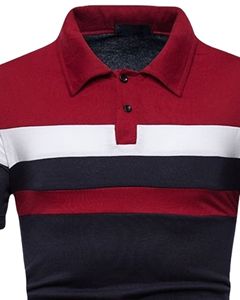 Polo personnalisé pour homme en mélange de coton respirant à manches courtes, rayures décontractées, couleur bordeaux, marine et blanc, idéal pour le golf, fabrication OEM sur mesure - Product Image 4