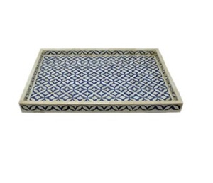 Bandeja de madera decorativa de Navidad moderna hecha a mano, bandeja de servicio con incrustaciones de hueso personalizadas para sala de estar, comedor, entretenimiento a granel - Product Image 4