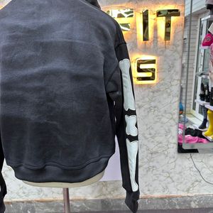 Top Sale Professional Manufacturer <b>black</b> Zipper Hoodie Rhinestone Zip up Jacket Vintage Washed Men <b>Fleece</b> Streetwear Hoodie - Product Image 6