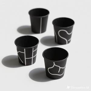 Vaso de papel negro ecológico con diseño impreso en blanco 8 oz 50 paquetes desechables y elegantes - Product Image 5