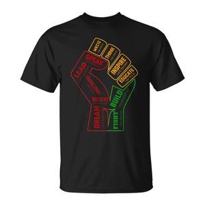 T-Shirt Unisex per Adulti 'Insing Leaders Power Fist' per il Mese della Storia Afroamericana, Manica Corta, Collo Tondo, Stampa Serigrafica, Maglietta Promozionale - Product Image 1