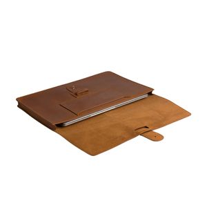 Funda de cuero marrón para portátil de 13/14 pulgadas con bolsillo para móvil, funda Vintage delgada para MacBook Air Pro y iPad Pro 12,9 M4 M3 M2 M1 - Product Image 3