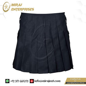 Kilts en tartan noir utilitaire faits à la main KILT personnalisé pour les femmes Jeans en coton Kilt écossais traditionnel - Product Image 4