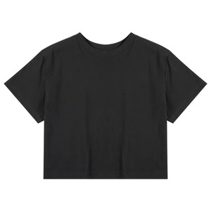 Estilo de alta calidad de moda de verano ajustado casual diseño personalizado recortado manga corta crop tops estampado liso camiseta de mujer - Product Image 2