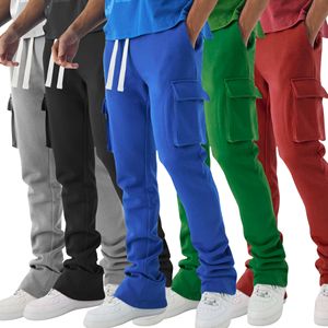 Pantalones de chándal apilados informales para hombre de alta calidad 100% algodón MOQ bajo personalizado al por mayor Flare Cargo Joggers - Product Image 1