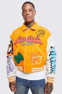 Chaquetas universitarias bordadas con estampado personalizado de alta calidad, chaqueta de béisbol personalizada para hombre, chaqueta varisty de gran tamaño en blanco al por mayor - Product Image 2