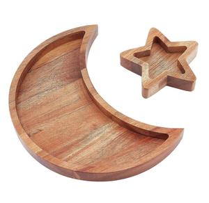 Top Selling Wood Tray Half Moon Shaped <b>Pine</b> Beech Acacia Food Tea Serving Trays With Handles - Product Image 1