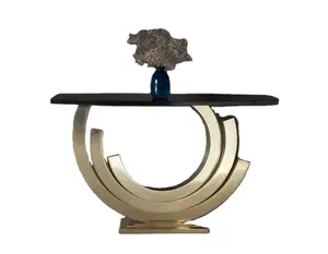 Konsolen tisch aus Gold und schwarzem Marmor Schmaler rechteckiger Eingangs bereich Tisch dekoration Luxus hochzeit Stehend Günstiger Preis Made in India