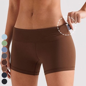 Venta al por mayor de mallas deportivas de las mujeres de secado rápido de cintura alta elástico Biker Shorts Short Workout Fitness Leggings Yoga Shorts para mujeres - Product Image 6
