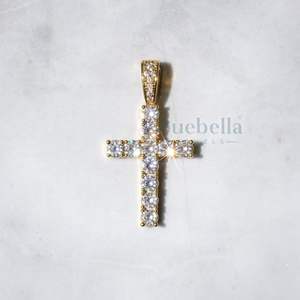 Women's 925 <b>Sterling</b> <b>Silver</b> 18K Gold Plated Hiphop <b>Cross</b> Pendant VVS Moissanite Gemstone for Party Charms - Product Image 4