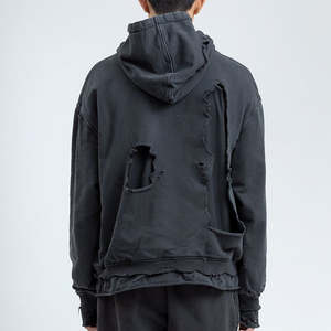 Sudaderas con capucha de felpa francesa en blanco personalizadas de alta calidad para hombres, ropa de calle, sudaderas con capucha de hombro caído de gran tamaño para fábrica - Product Image 3