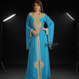 Vente en gros AWAIS HOUSE Robe de mariée musulmane traditionnelle légère faite à la main 'D'-Taille plus grande Georgette Col haut Kaftan Abaya Dubaï - Product Image 4