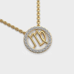 Collier de diamants d'Inde | Élégant collier de diamants en or du zodiaque de la Vierge pour les femmes à la recherche de pureté et de précision - Product Image 3