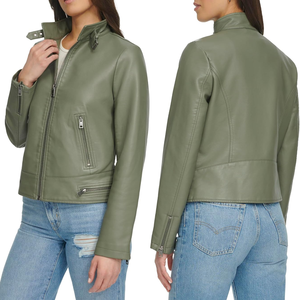 Veste de moto longue longueur classique pour femmes Trending XL Varsity Design avec remplissage en coton respirant Faux cuir et style Racer - Product Image 5