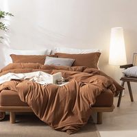 Ensemble de housse de couette bohème 3 pièces très vendu, orange foncé, coton doux, taille complète/queen, édredon, maison, hôtel, hôpital, motif uni