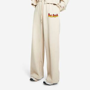 Pantalon de survêtement décontracté à jambes larges pour femmes avec logo personnalisé taille haute DTF imprimé pantalon de jogging confortable pour femmes - Product Image 3