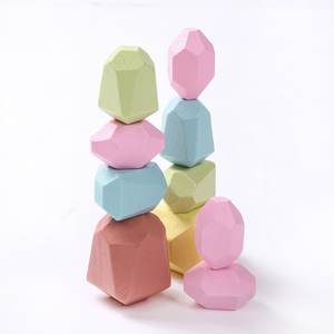 Dernier jouet éducatif traditionnel en bois pierres d'équilibrage triant les roches empilables pour les enfants de 2 à 4 ans et de 5 à 7 ans - Product Image 2