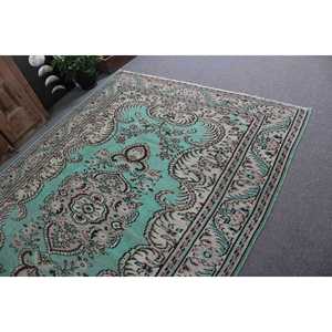 Grand tapis turc vintage de 5,8 x 8,5 pieds, tapis oriental en laine bleue - Product Image 5