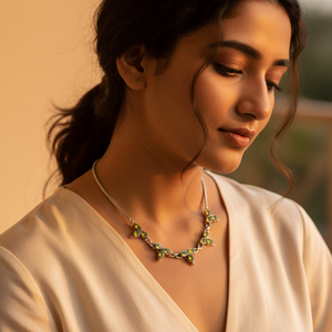 925 Silver <b>Necklace</b> Freshwater Pearl <b>Peridot</b> Women's Geometric Rhodium-Plated Rose Gold Jewelry Orthodox Main Material Platinum - Product Image 1