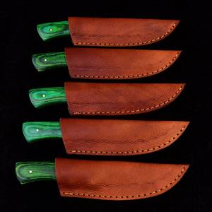 Couteaux utilitaires Skinner en acier Damas, lame fixe EDC, manches en bois, lame pleine, qualité industrielle, couteau de camping et de chasse, cuir - Product Image 5