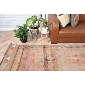 2.8x13.3 ft Rug, Turkish Rug, Vintage <b>Brown</b> <b>Wool</b> Patchwork Rug - Product Image 1