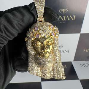 Colgante Personalizado con Diseño de Jesús Chapado en Oro, Estilo Hip Hop, Joyería Fina con Diamantes de Corte Brillante Certificados por IGI, Amuletos para Fiestas - Product Image 1