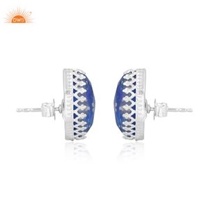 ต่างหูเงินแท้ 925 ประดับพลอยโอปอลสีน้ำเงินออโรร่า ทันสมัย จากผู้ผลิตเครื่องประดับ - Product Image 4