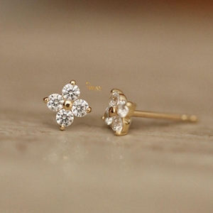 Boucles d'oreilles en diamant Swan 0,8 ct, taille brillant, design trèfle à quatre feuilles, or massif 18 carats, cadeau de fiançailles, de mariage, de fête, GRA - Product Image 5