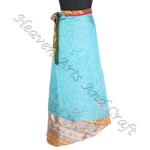 กระโปรงผ้าไหมอินเดีย2ชั้นแบบกลับด้านได้กระโปรงผ้าไหมวิเศษสำหรับผู้หญิงกระโปรงผ้าไหมยาวขายส่ง - Product Image 4